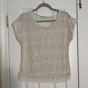 Maurices Cream white Lace CapSleeve Shirt